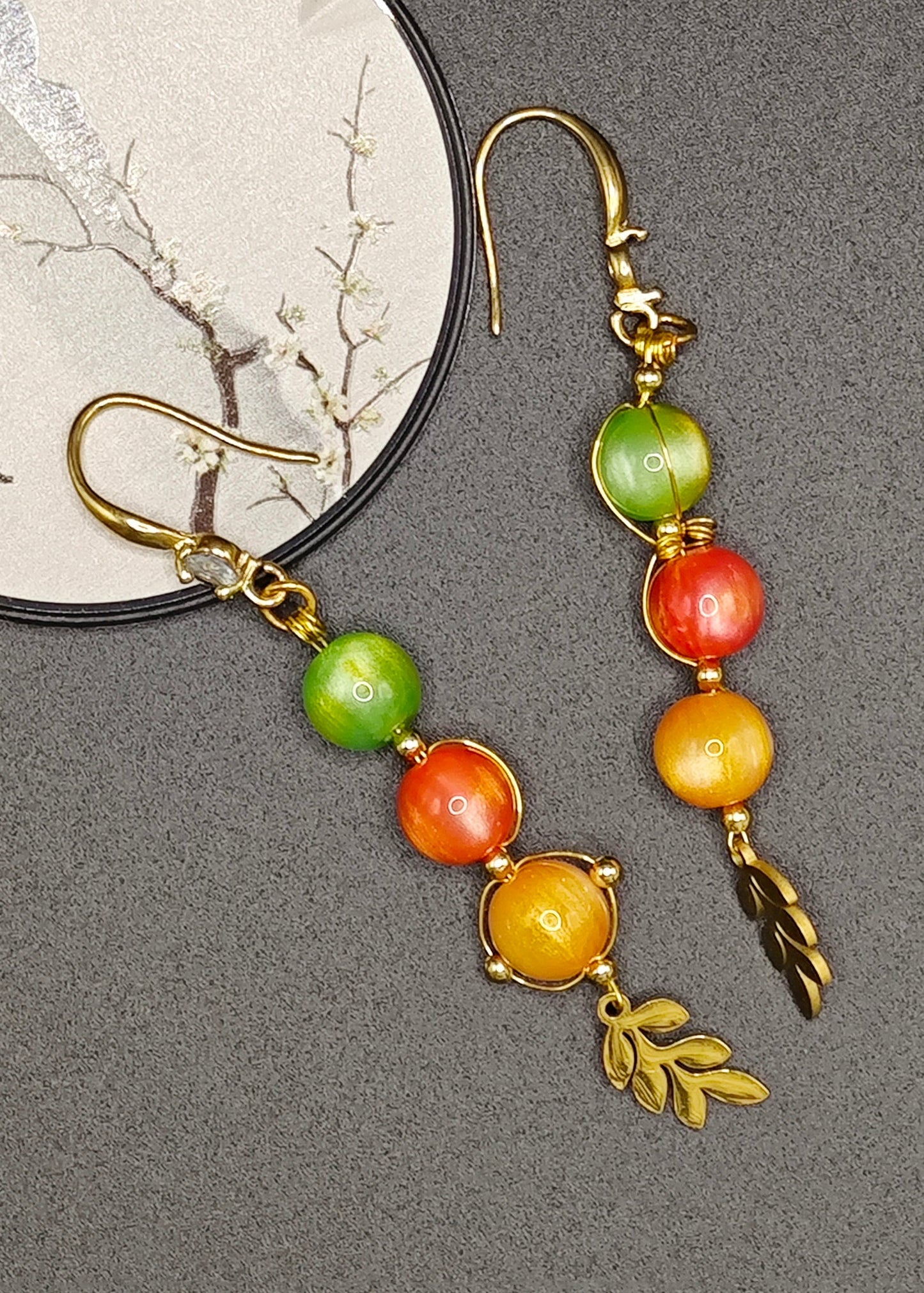 Original Design Rainbow Crystal Oriental Drop Earrings