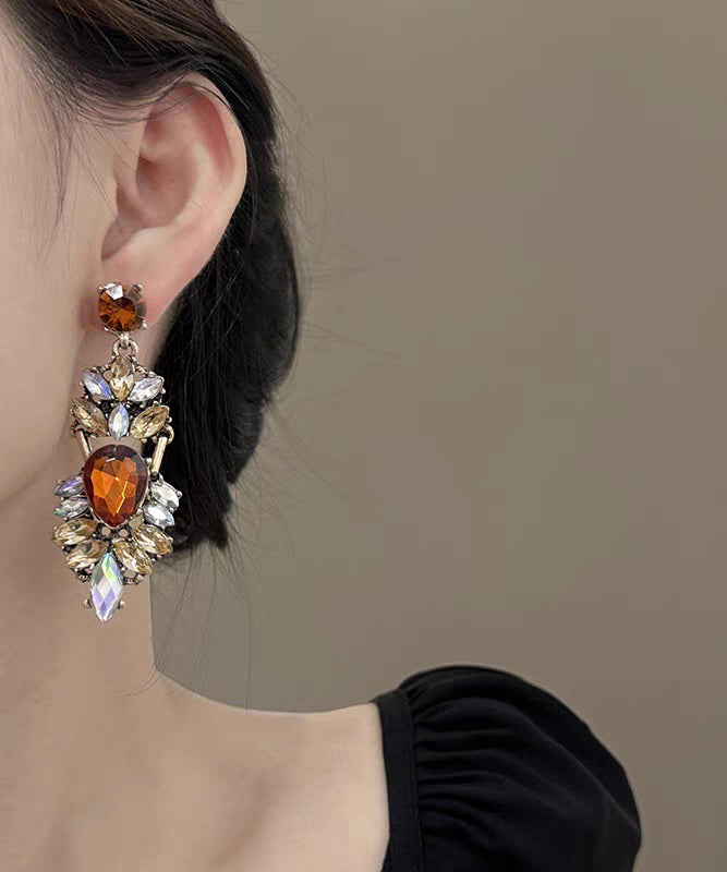 Oversize Colorblock Sterling Silver Alloy Zircon Drop Earrings