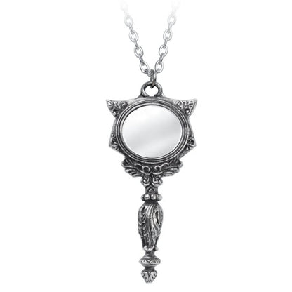 Sacred Cat Goddess Vanitas Pendant Mirror Necklace by Alchemy Gothic