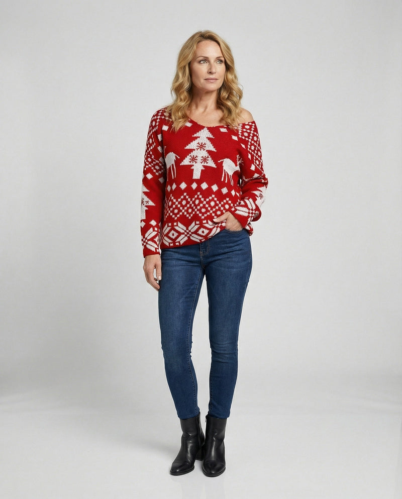 Christmas Snowflake Long-Sleeve Sweater