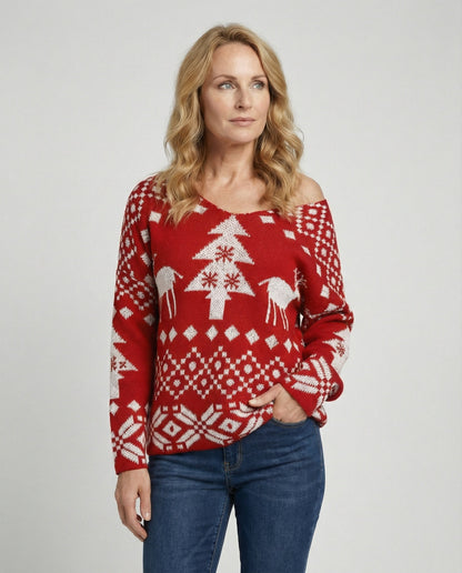 Christmas Snowflake Long-Sleeve Sweater