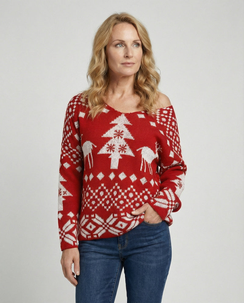 Christmas Snowflake Long-Sleeve Sweater