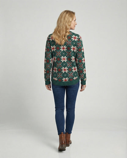 Christmas Sweater with Festive 3D Embroidery - Ideal for the Holidays, Parties & Winter