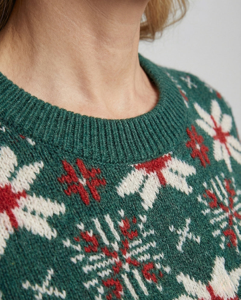 Christmas Sweater with Festive 3D Embroidery - Ideal for the Holidays, Parties & Winter