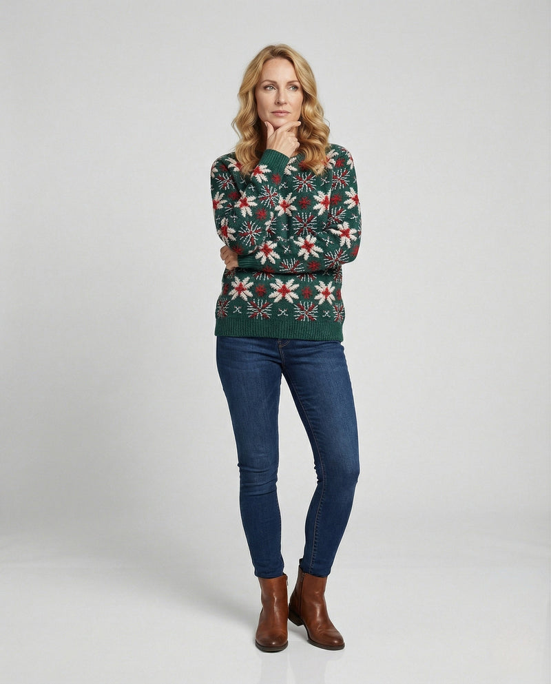 Christmas Sweater with Festive 3D Embroidery - Ideal for the Holidays, Parties & Winter