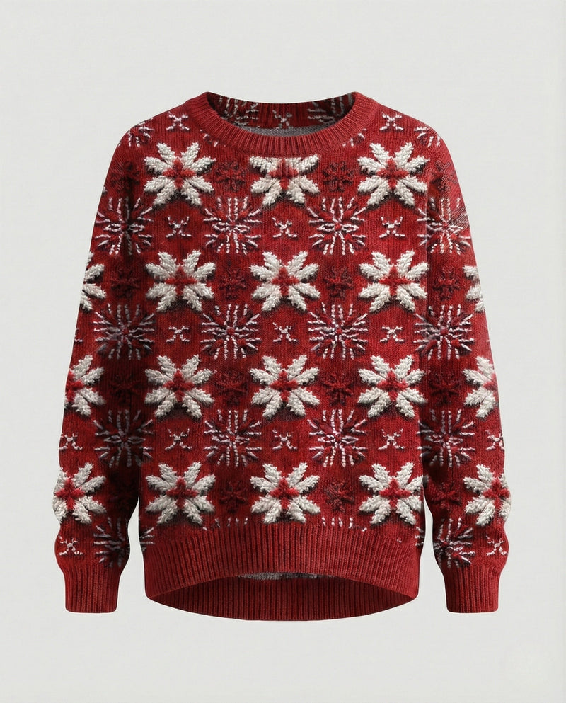Christmas Sweater with Festive 3D Embroidery - Ideal for the Holidays, Parties & Winter