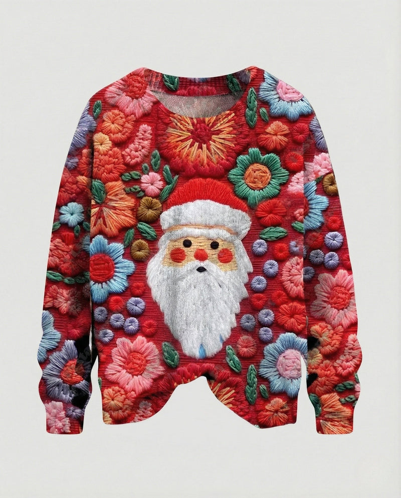 Christmas Sweater with Festive 3D Embroidery - Ideal for the Holidays, Parties & Winter