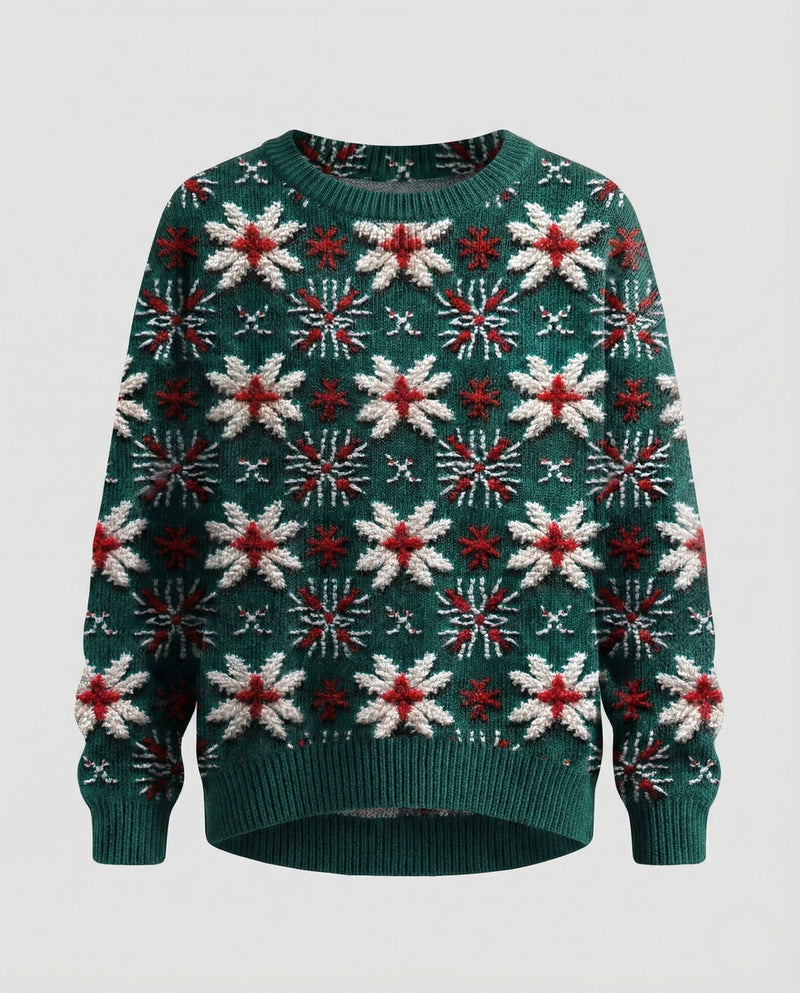 Christmas Sweater with Festive 3D Embroidery - Ideal for the Holidays, Parties & Winter