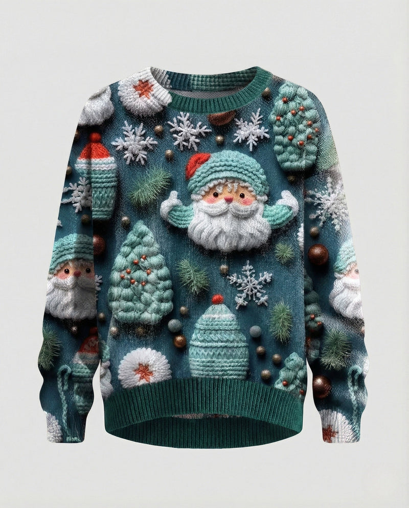 Christmas Sweater with Festive 3D Embroidery - Ideal for the Holidays, Parties & Winter
