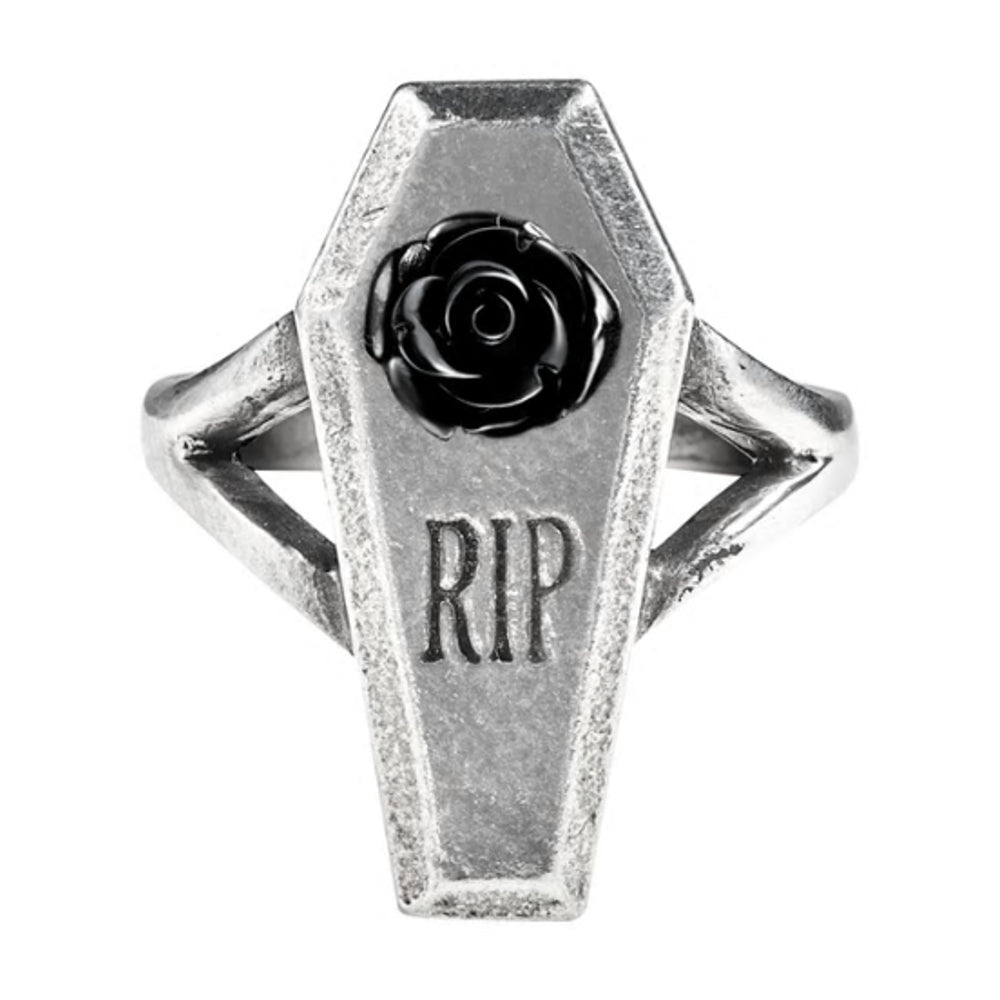 Rip Black Rose Coffin Ring by Alchemy Gothic