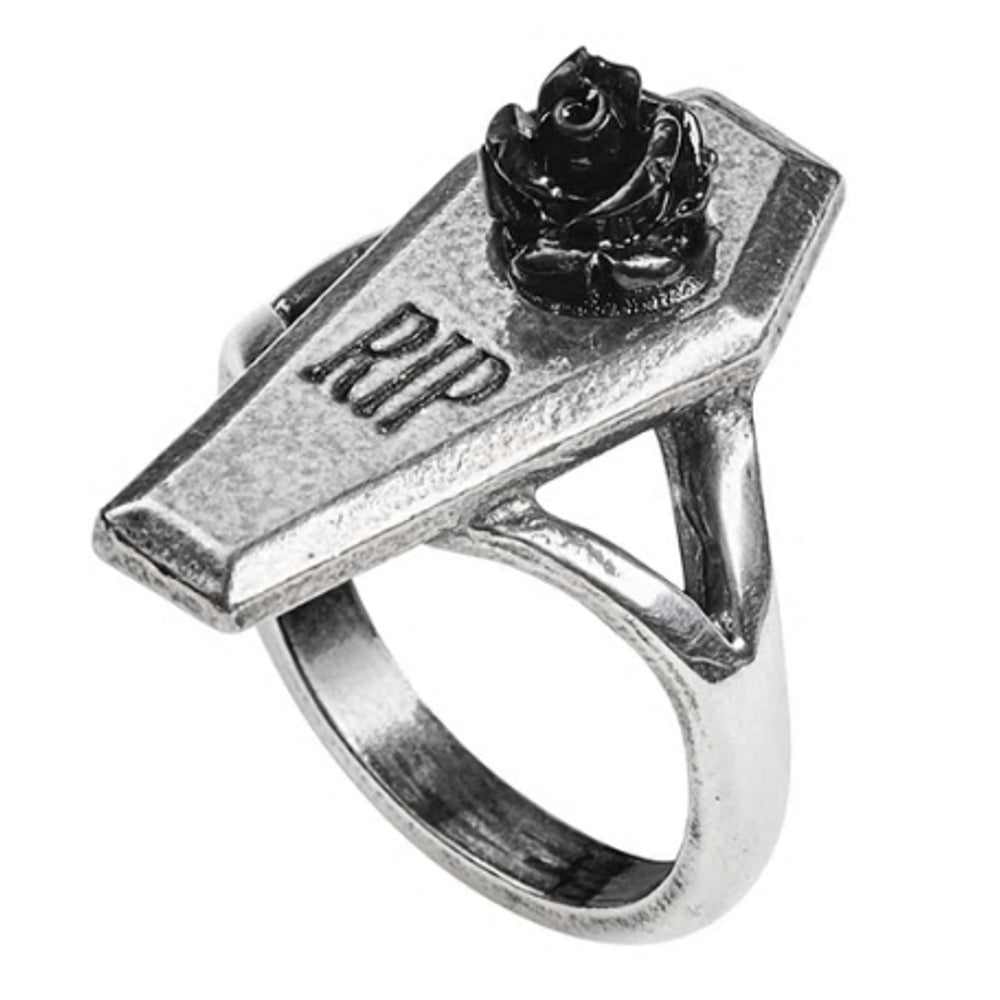 Rip Black Rose Coffin Ring by Alchemy Gothic