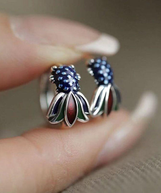 Retro Colorblock Sterling Silver Enamel Koi Carp Hoop Earrings Gh1062