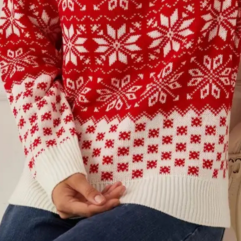 Knitted Christmas Sweater Women's Snowflake Design