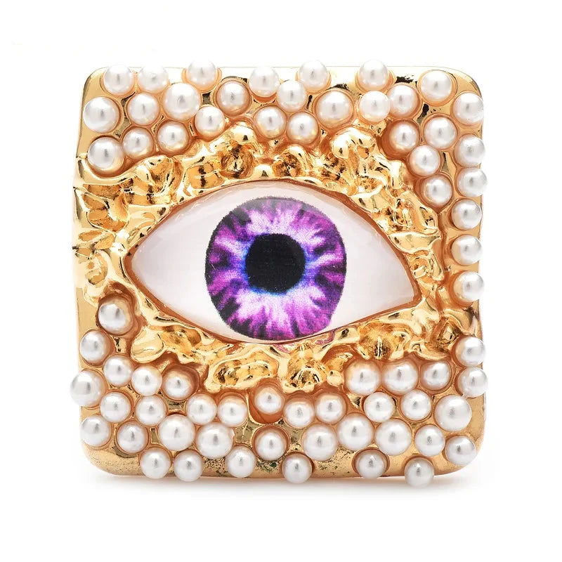 Pearl and Eye Square Brooch