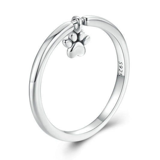 Sterling Silver Paw Pendant Ring