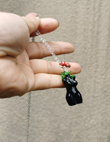 Mushroom Goddess Earrings & Necklace Set
