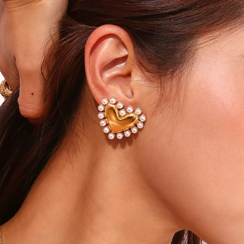 Heart & Pearl Earrings