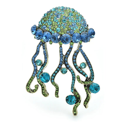 Statement Rhinestone Jellyfish Brooch