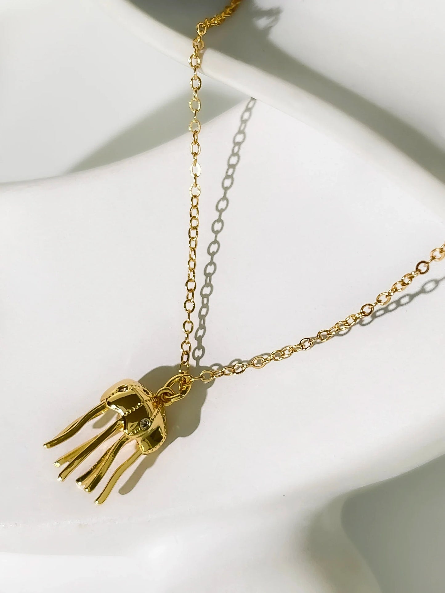 18k Gold Plated Jellyfish Necklace