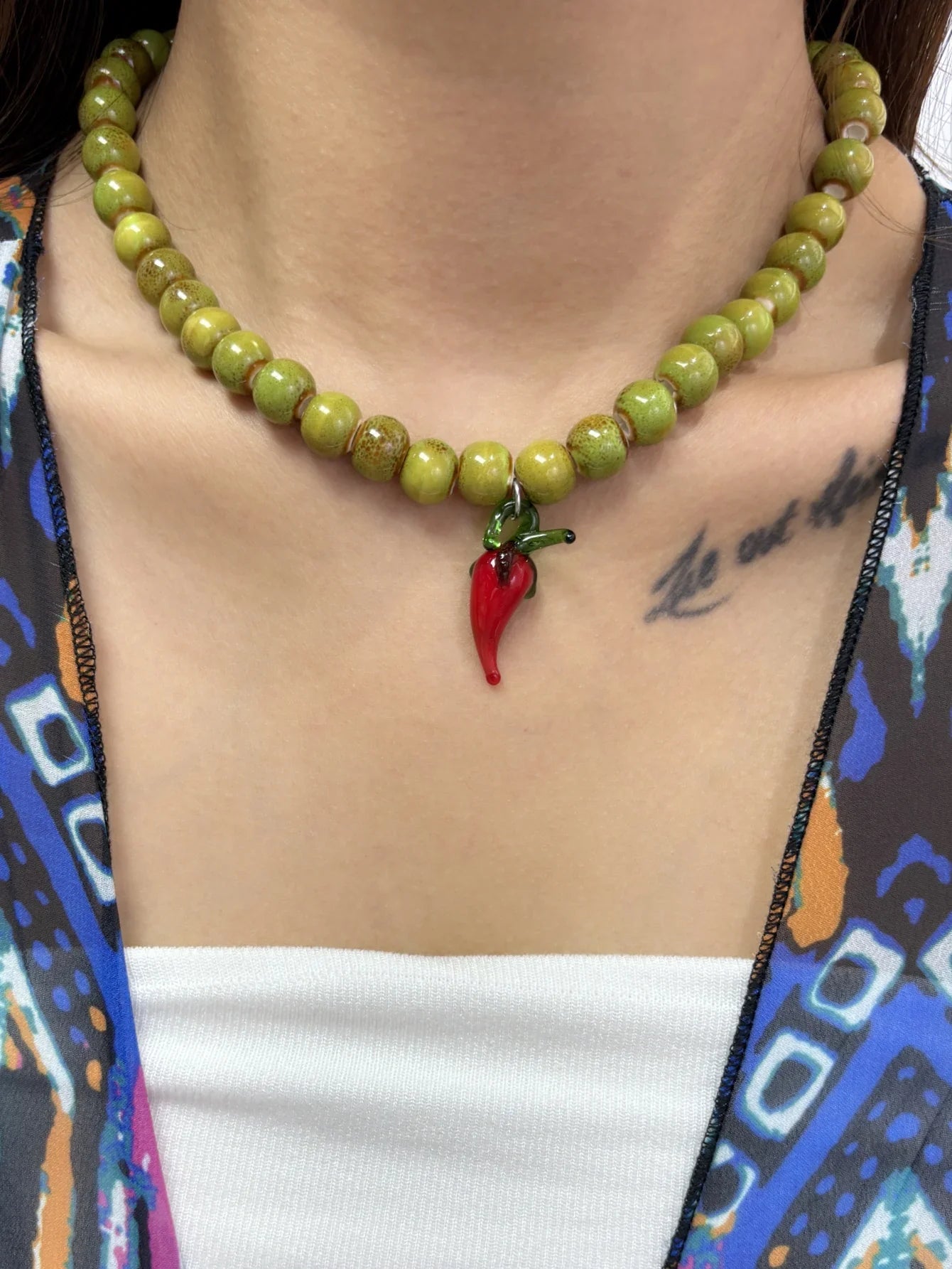 Glass Pendant Beaded Necklace