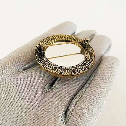 Rhinestone Moon Face Brooch