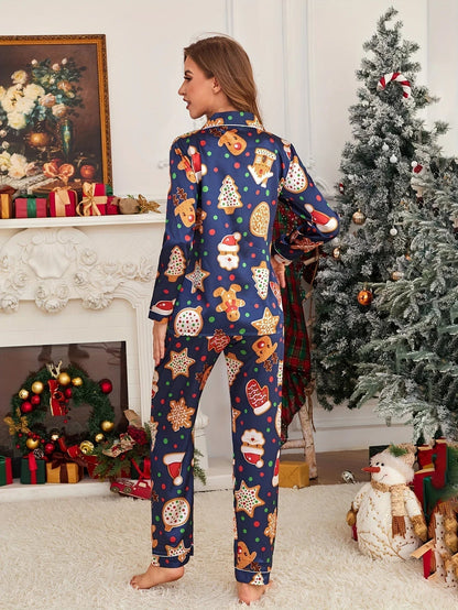 Cozy Christmas Cookie Print Long-Sleeve Pajamas UNISEX