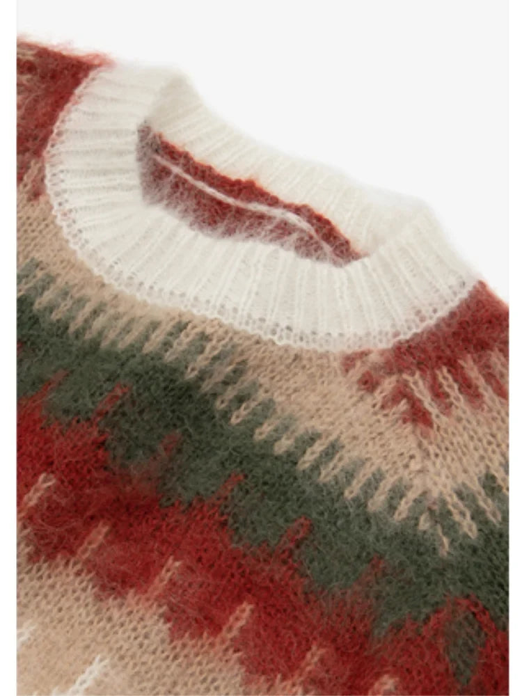 - Ugly Christmas Sweater - Thick Knit Sweater with Retro Pattern