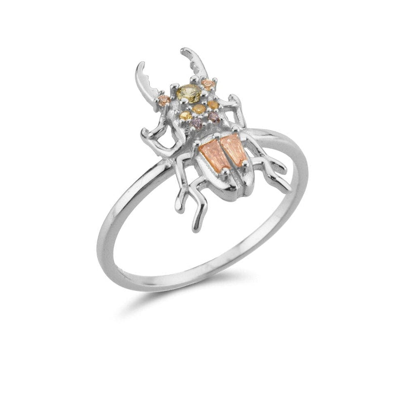 Sterling Silver Zircon Beetle Ring