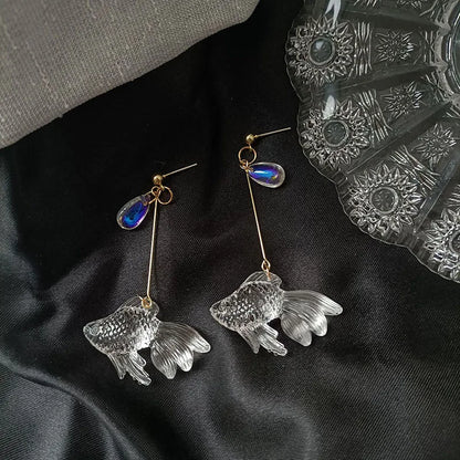 Transparent Goldfish Dangle Earrings