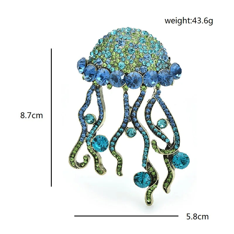 Statement Rhinestone Jellyfish Brooch