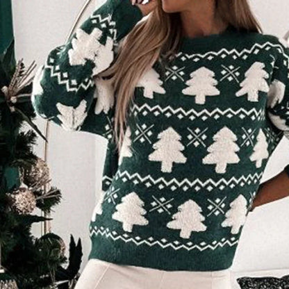 - Ugly Christmas Sweater - Knitted Sweater with 3D Christmas Tree Print