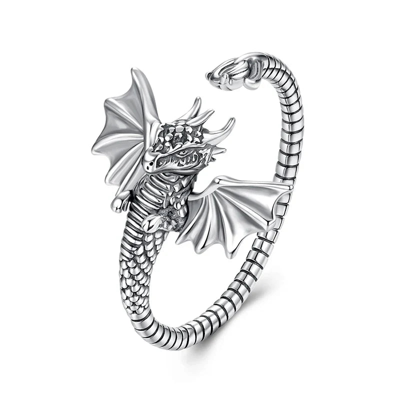 Sterling Silver Flying Dragon Ring