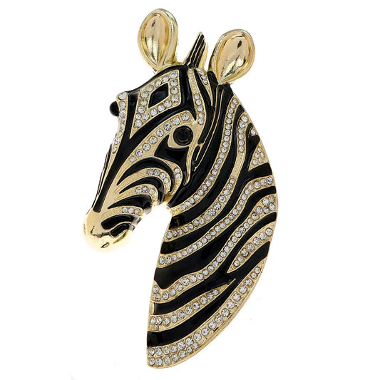 Zebra Rhinestone Brooch