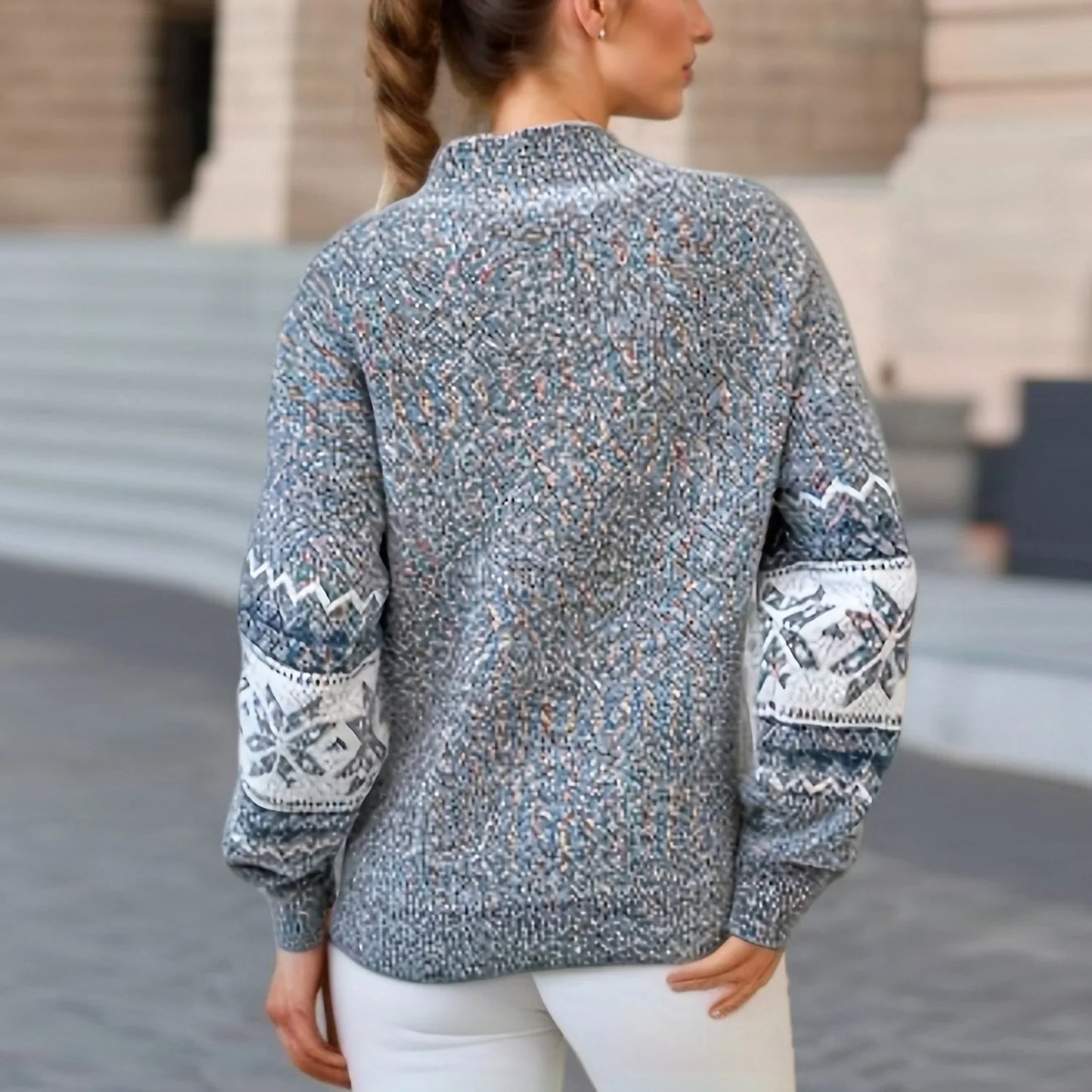 - Ugly Christmas Sweater - Subtle Snowflake Pattern in Classic Winter Style