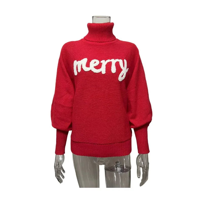Festive Sweater for Women with Turtleneck