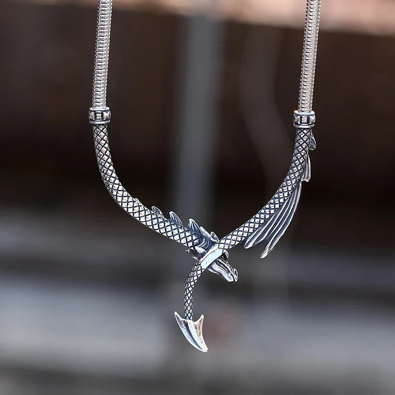 Steel 3d Dragon Necklace