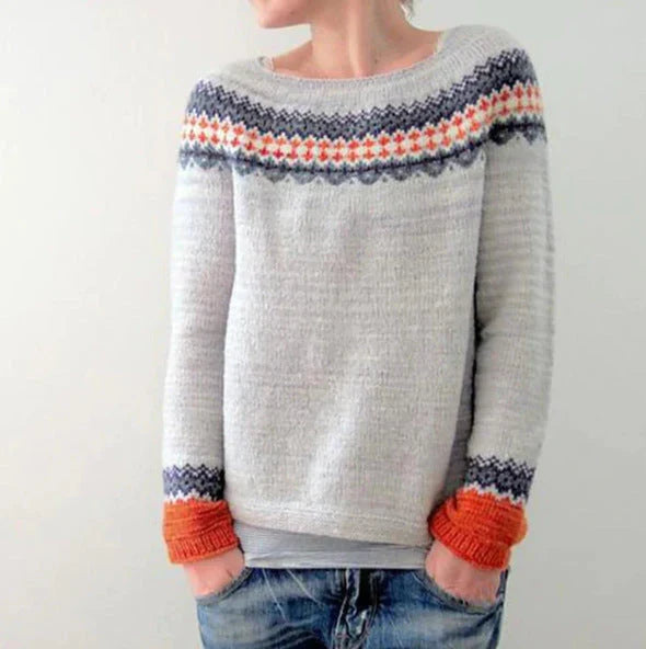 Andrea Women's Winter Christmas Sweater with Nordic Pattern