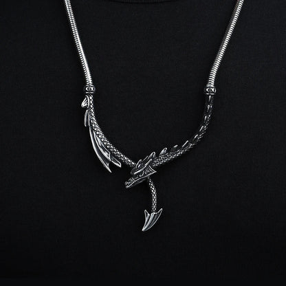 Steel 3d Dragon Necklace