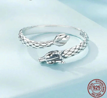 Sterling Silver Dragon Open Ring