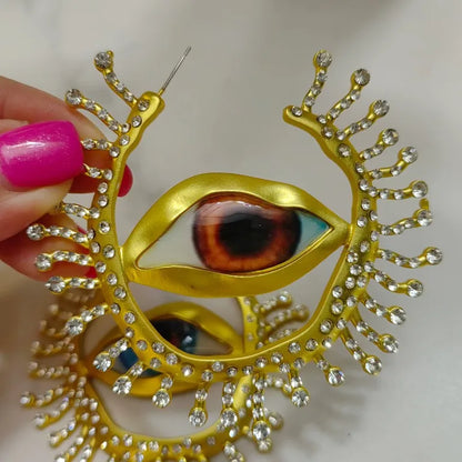 Asymmetrical Eye Hoop Earrings