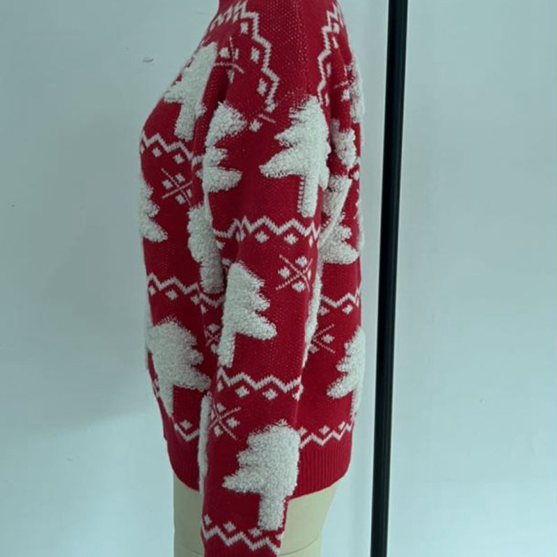 - Ugly Christmas Sweater - Knitted Sweater with 3D Christmas Tree Print