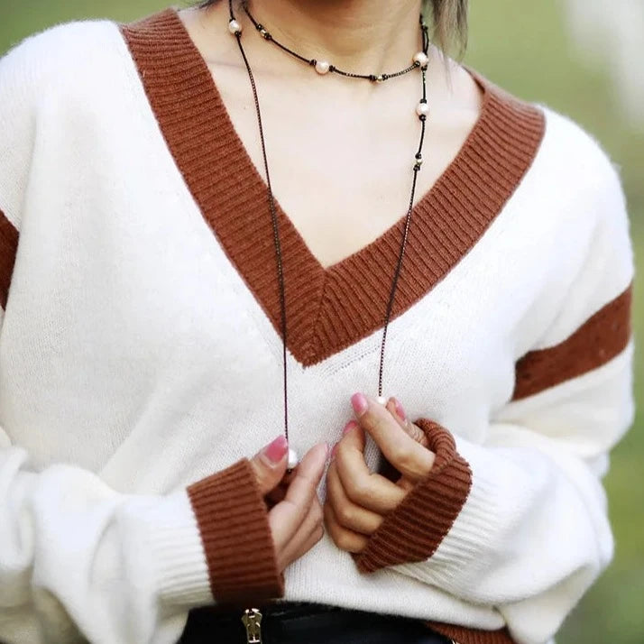 Black String Pearl Necklace