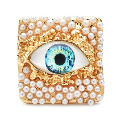 Pearl and Eye Square Brooch