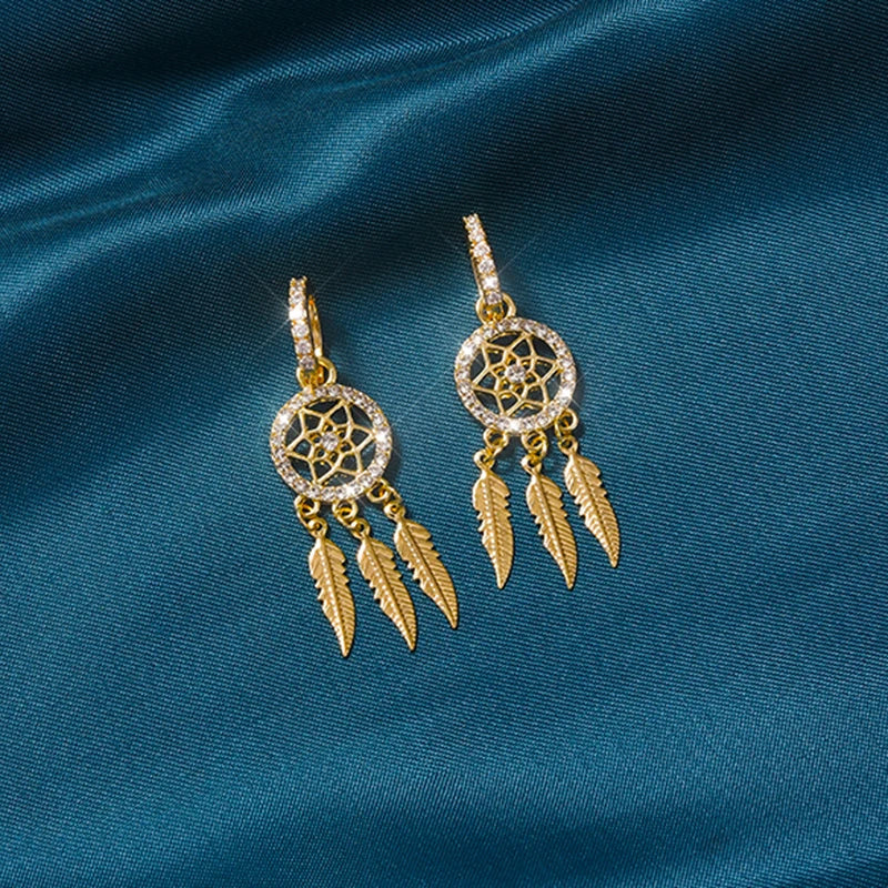 Gold Dream Catcher Earrings