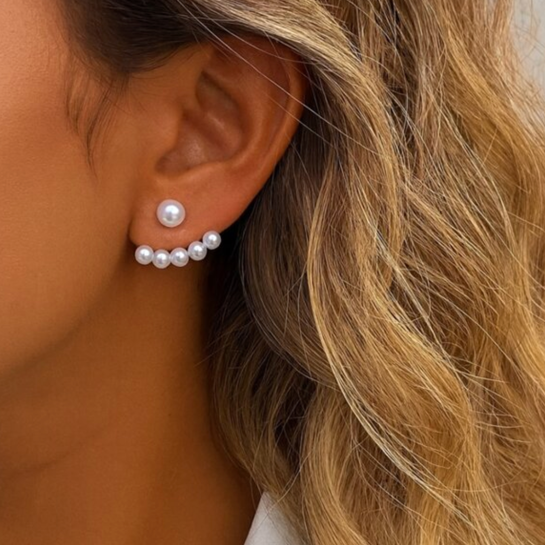 "anne" Illusion 5-prong Pearl Earrings