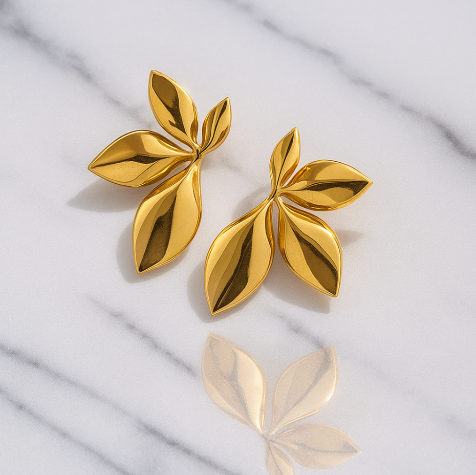 "olivietta" European Gold Leaf Earrings