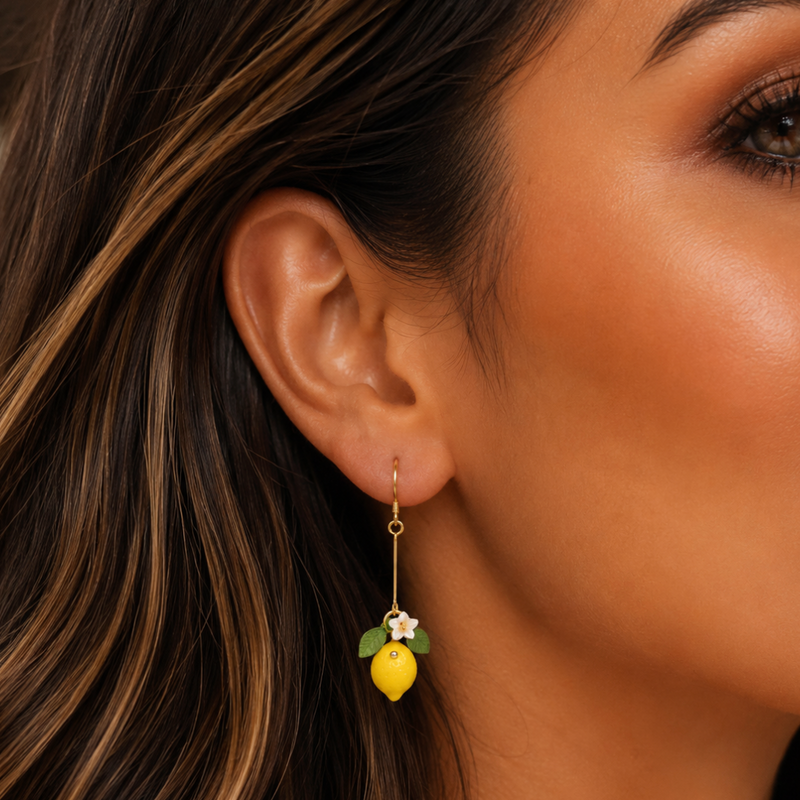 Lemon Drop Earrings With Accent