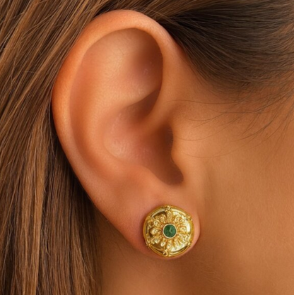 “lilah” Gold Emerald Earrings