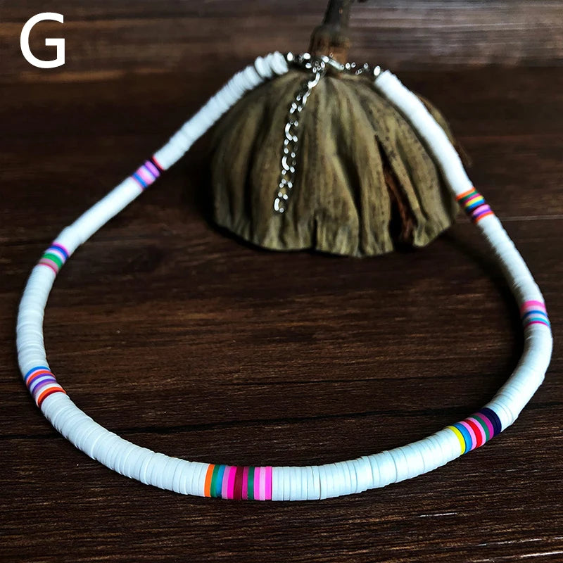 Soft Pottery Clay Beads Necklace Choker Necklace for Style Colorful Beaded Handmade Jewelry Gift