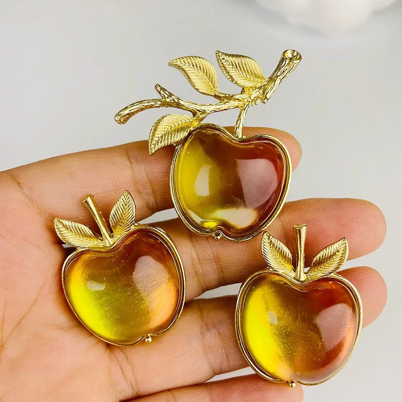 Medieval Style Apple Brooch and Earrings Set